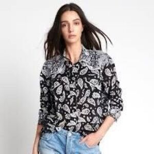 One Teaspoon Hand Batik Paisley Western Shirt - Black